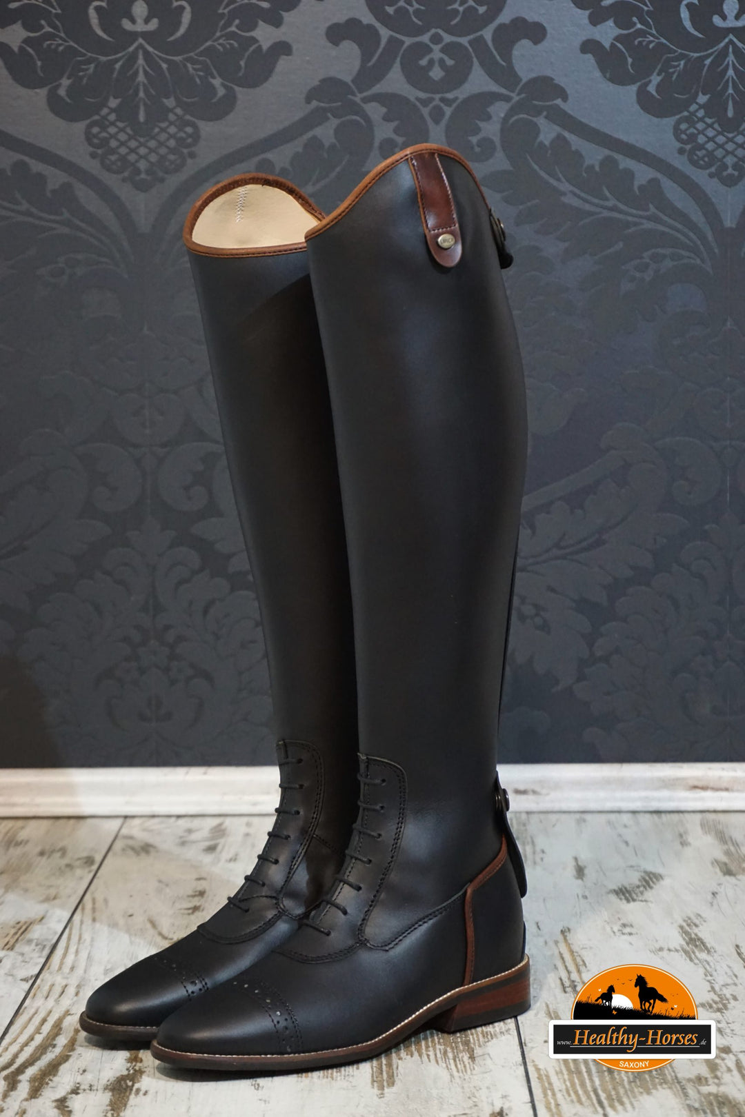 Riding boots - model Maidstone - black with brown