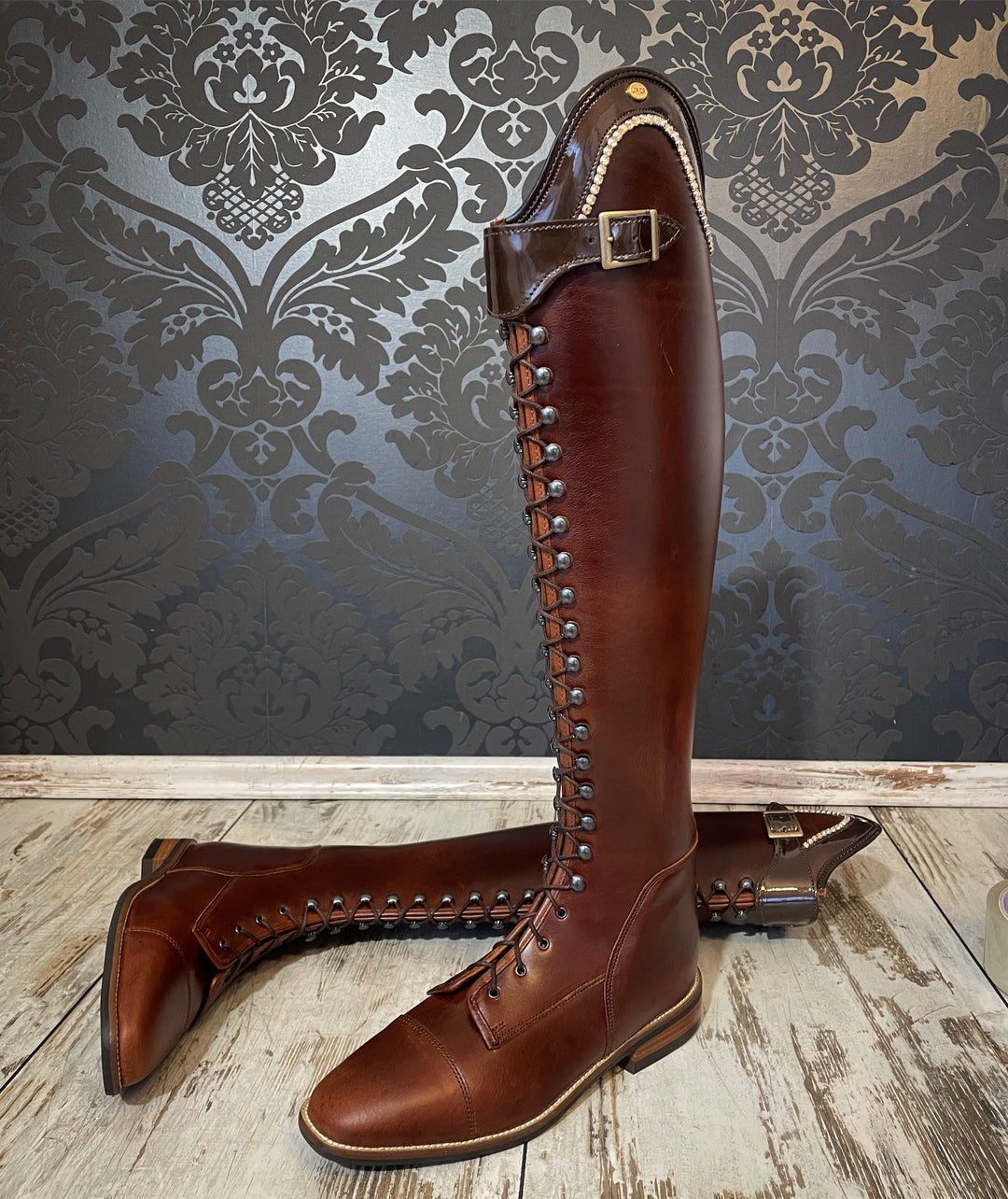 Reitstiefel Modell Habanero mit Schnürung - Braun Glizer