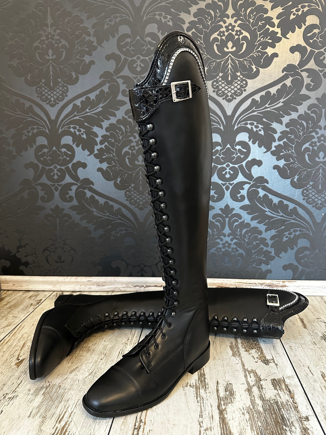 Reitstiefel Modell Habanero mit Schnürung - Schwarz Glitzer