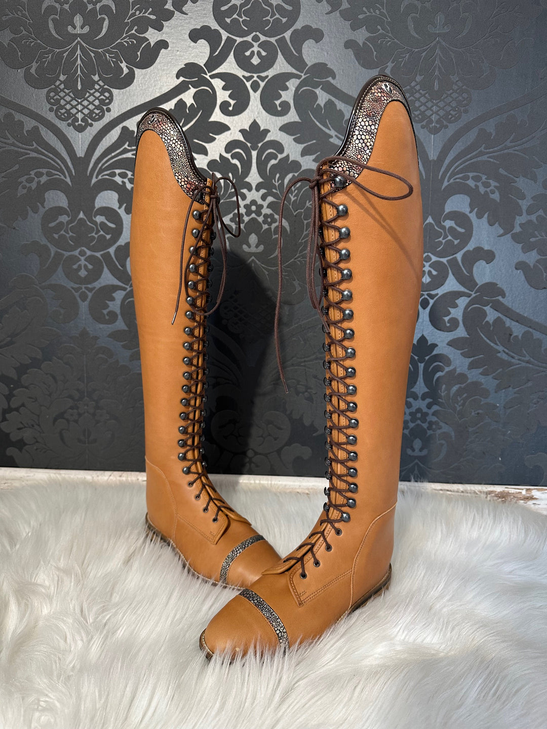Reitstiefel Modell Habanero mit Schnürung - Hellbraun Cognac