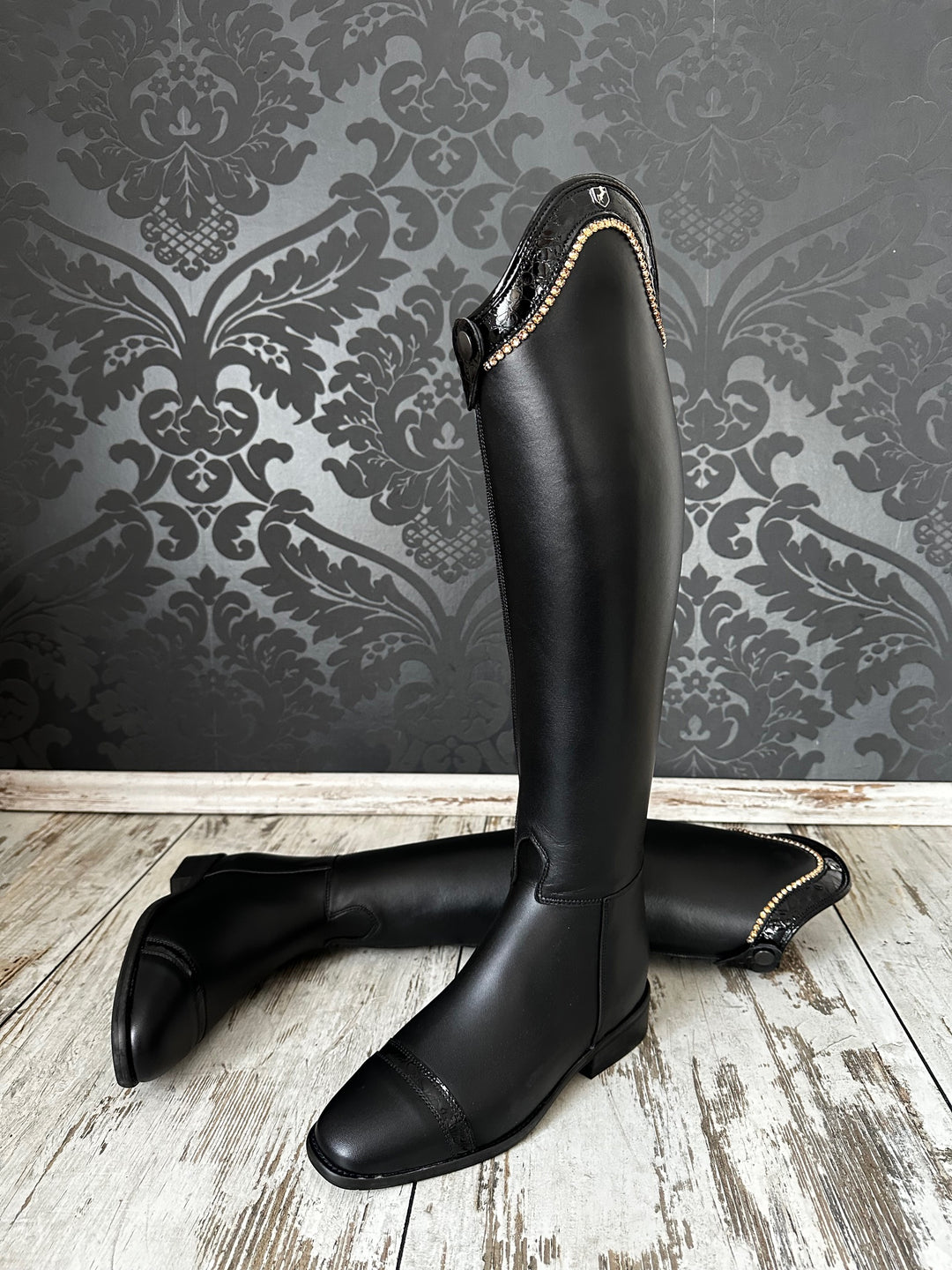 Reitstiefel Modell Classico - Schwarz mit Lackleder und Glitzer
