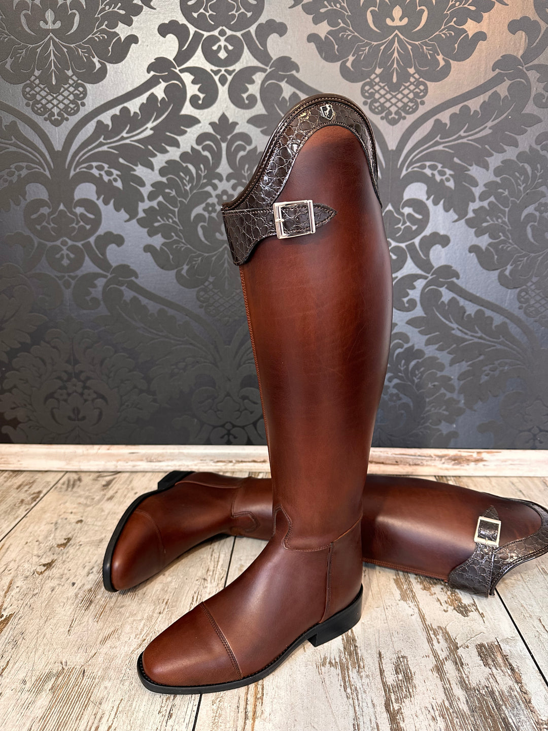 Reitstiefel Modell Classico - Braun Seahorse old mit Schnalle