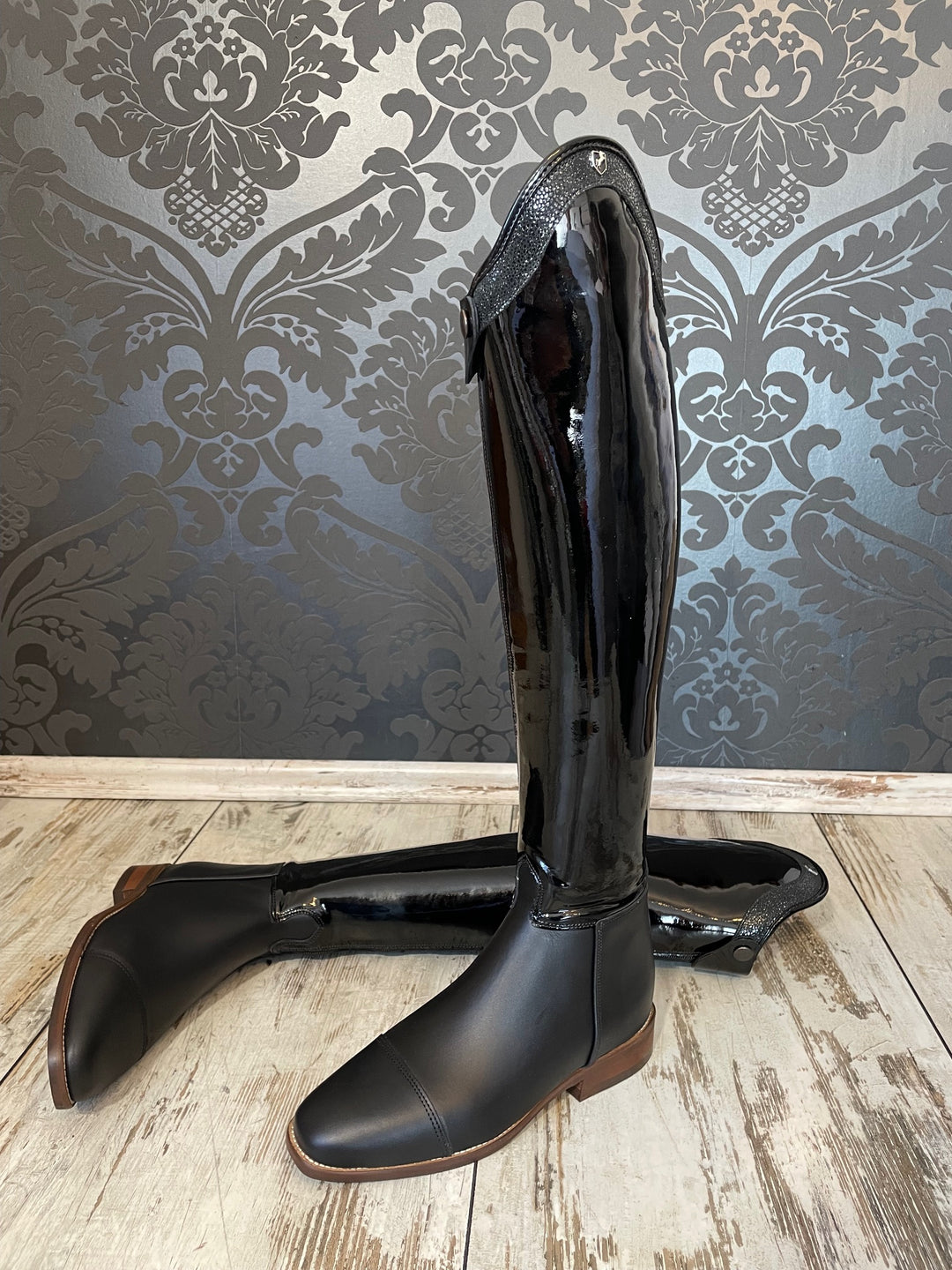 Reitstiefel Modell Classico - Schwarz Lackschaft mit Uranoleder