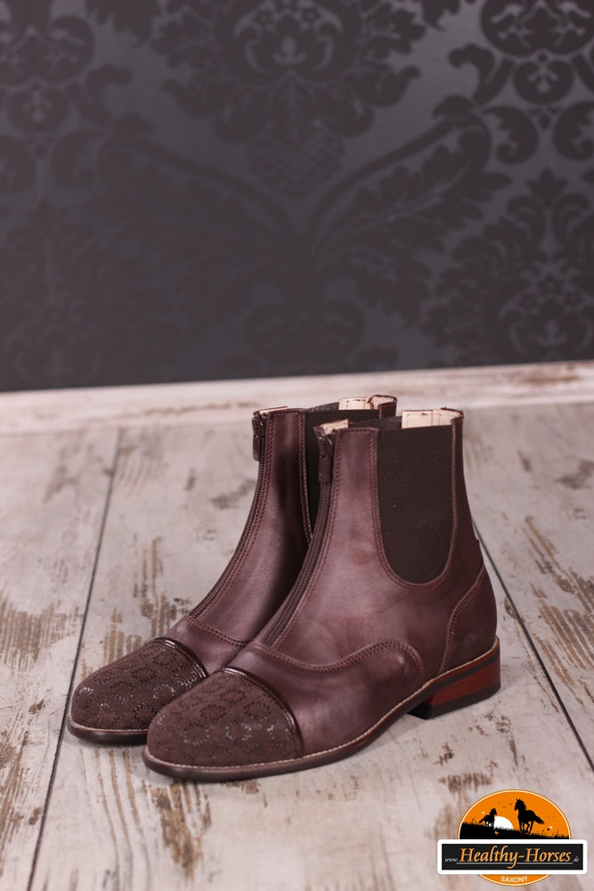 Ankle Boots with Zipper - Wine Red