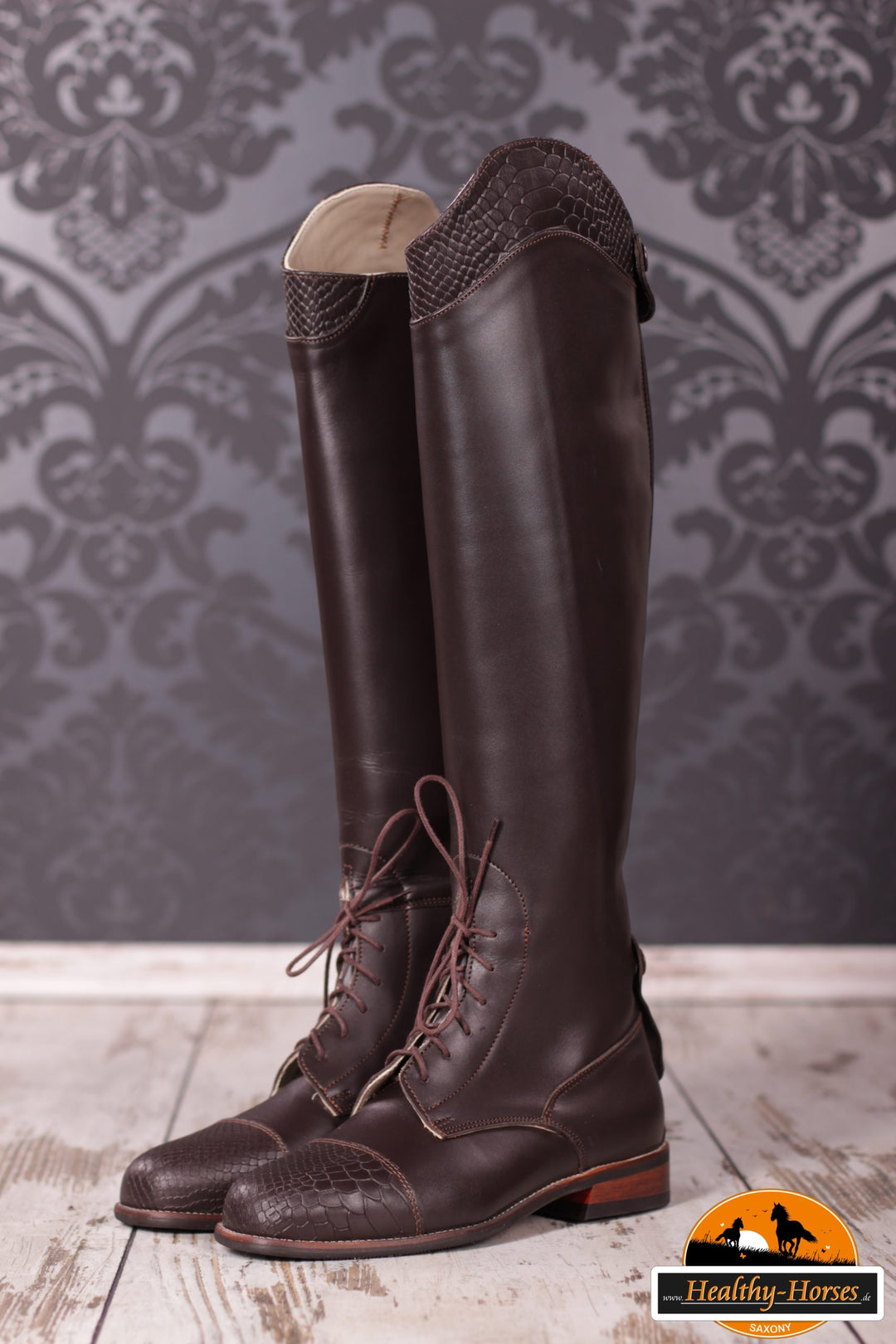 Reitstiefel Modell Deluxe -Dunkelbraun mit Mamboprägung