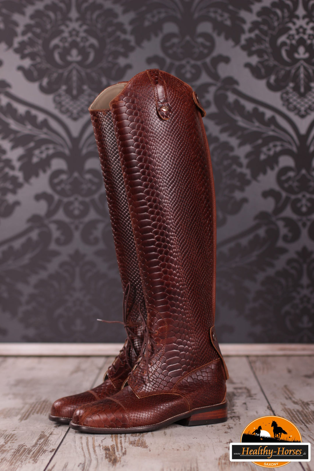 Riding boots model Deluxe - Brown Mambo embossing