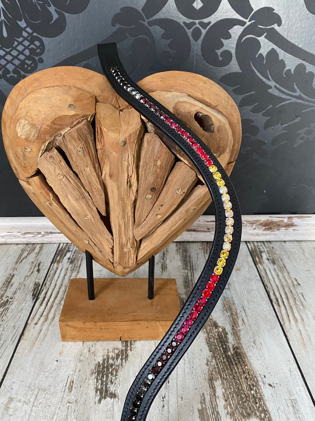 Healthy Horses Stirnriemen Browband Rot Schwarz Gold