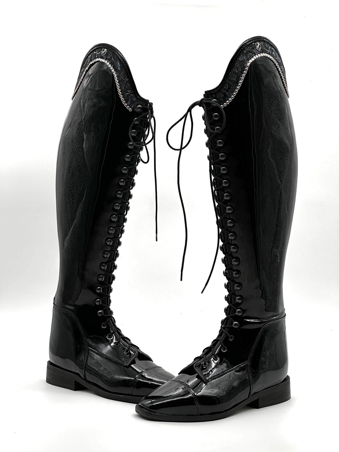 Reitstiefeletten Reitstiefel Leder Gr 38 Reitstiefel Schwarz Lack