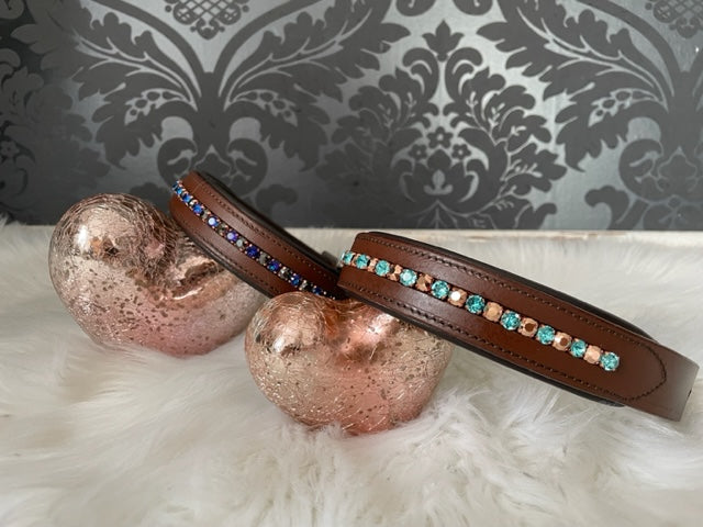 Hundehalsband Leder mit Kristallen