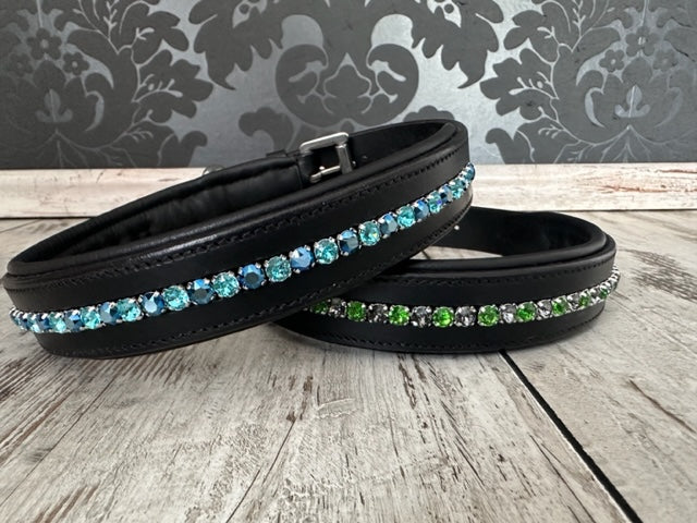 Hundehalsband Leder mit Kristallen