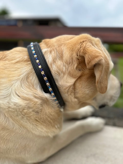 Hundehalsband Leder mit Kristallen