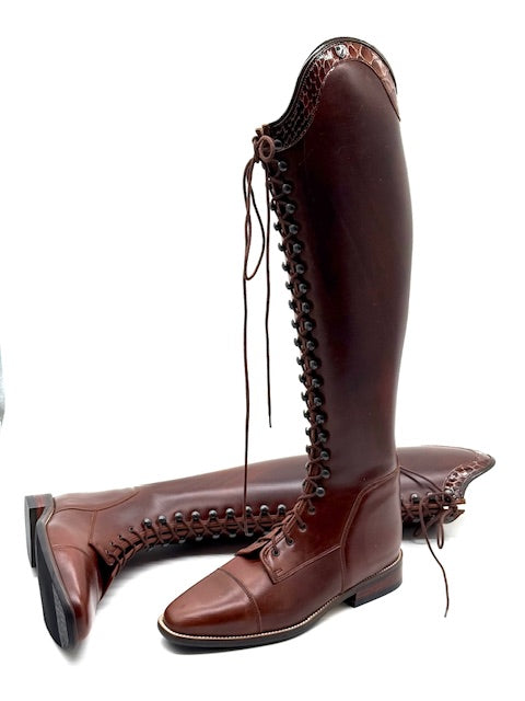 Riding boots black crocodile patent polo boots size 41