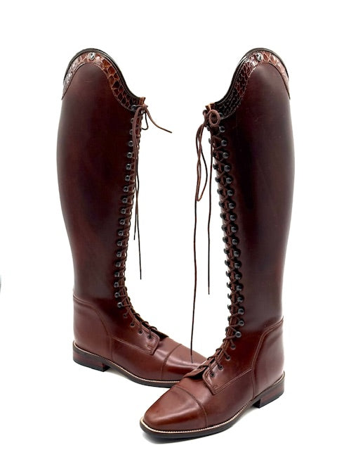 Riding boots black crocodile patent polo boots size 41