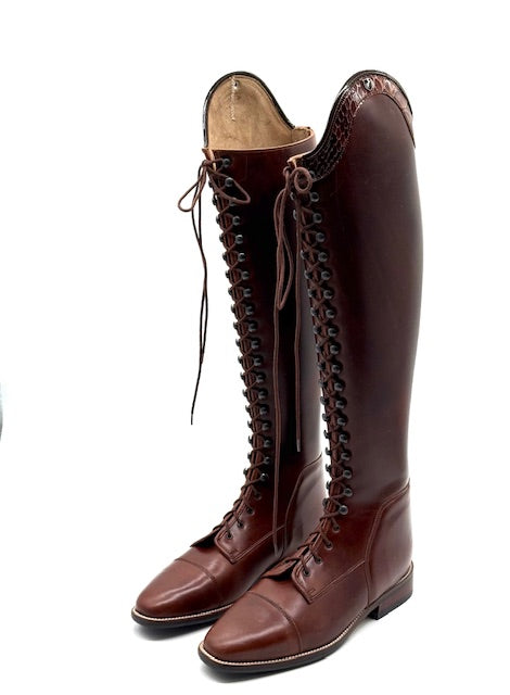 Riding boots black crocodile patent polo boots size 41