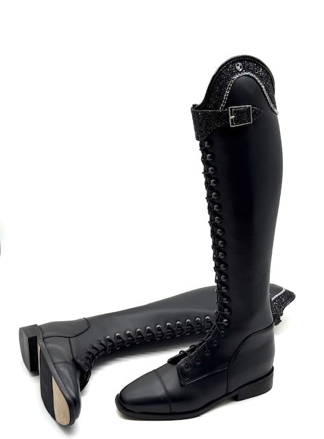Reitstiefel Schwarz Glitzer Schnürung  Gr 40