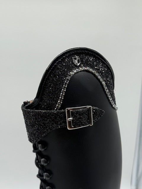 Reitstiefel Schwarz Glitzer Schnürung  Gr 40