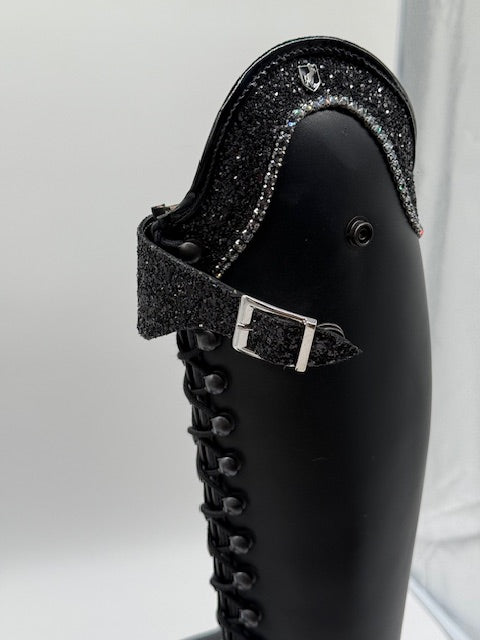 Reitstiefel Schwarz Glitzer Schnürung  Gr 40