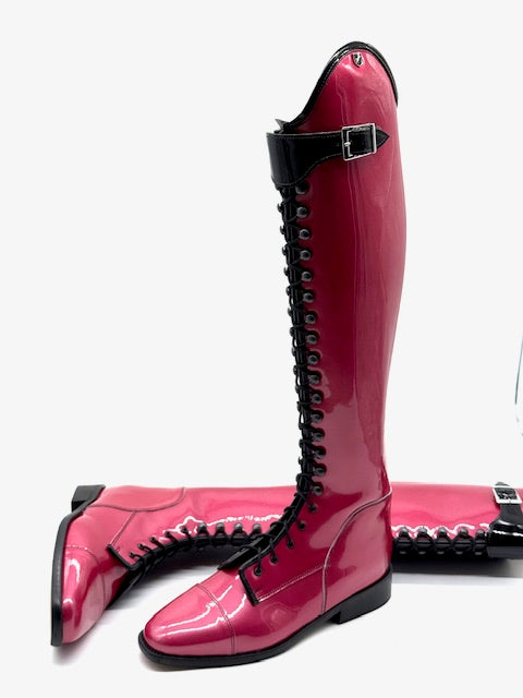 Reitstiefel Pink Lackleder Schnürung  Gr 40