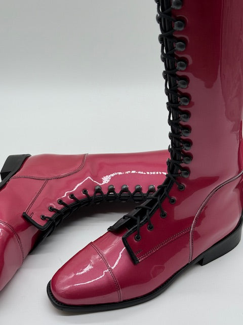 Reitstiefel Pink Lackleder Schnürung  Gr 40