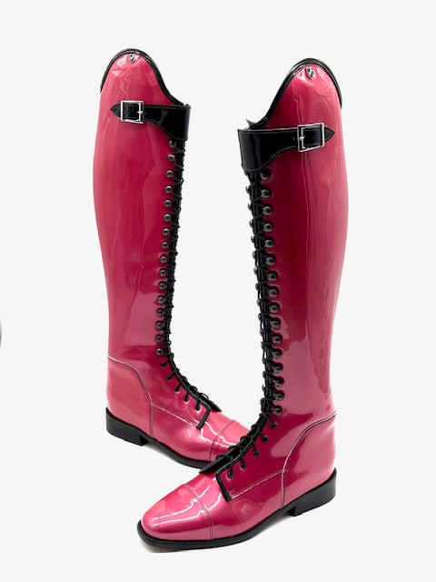 Reitstiefel Pink Lackleder Schnürung  Gr 40