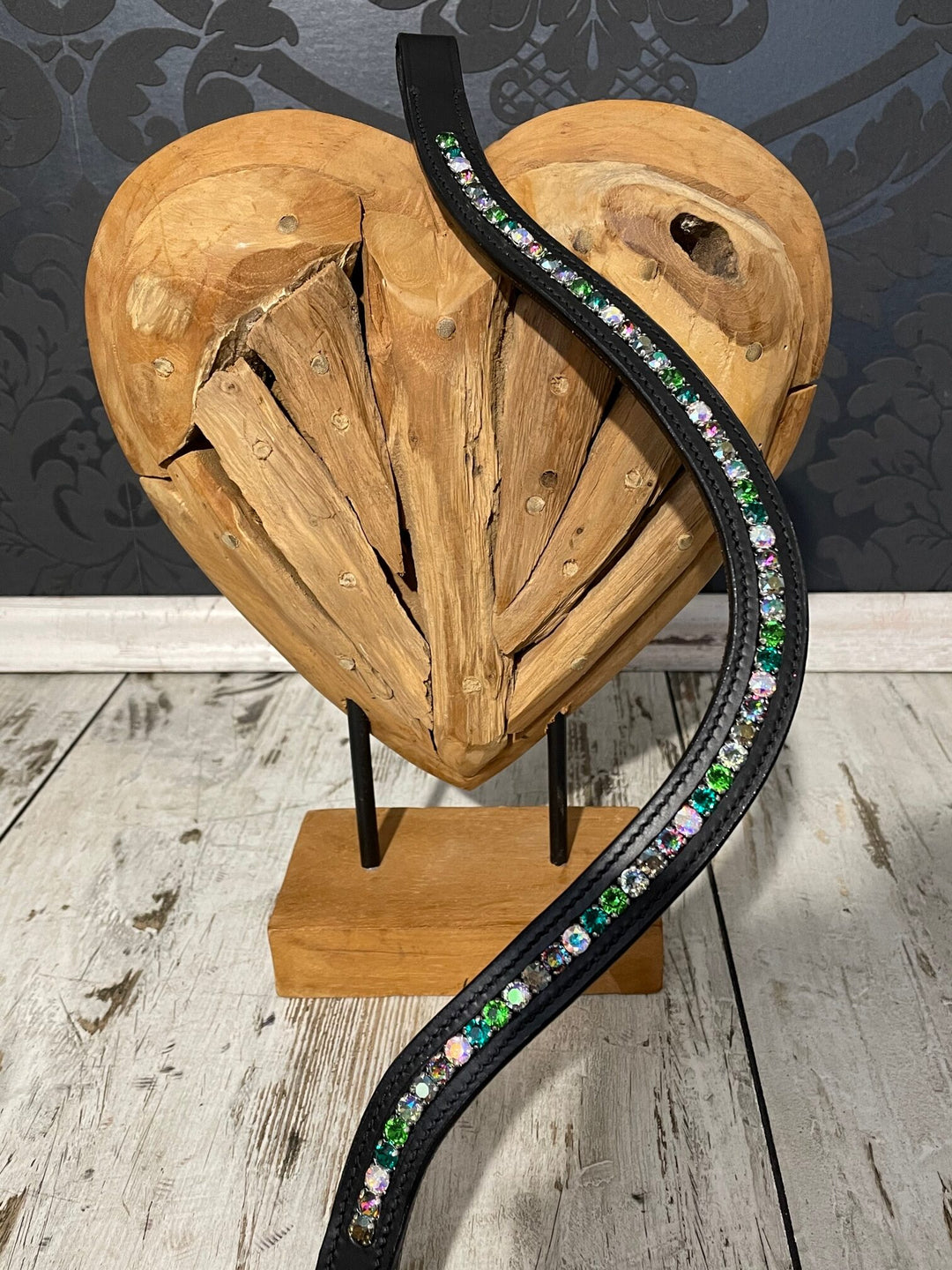 Healthy Horses Stirnriemen Swarovski Green Stark Geschwungen