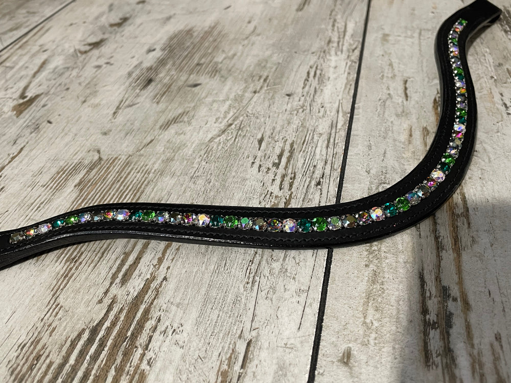Healthy Horses Stirnriemen Swarovski Gruen Stark Geschwungen