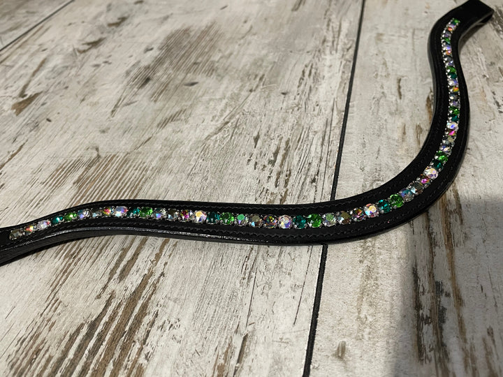 Healthy Horses Stirnriemen Swarovski Gruen Stark Geschwungen